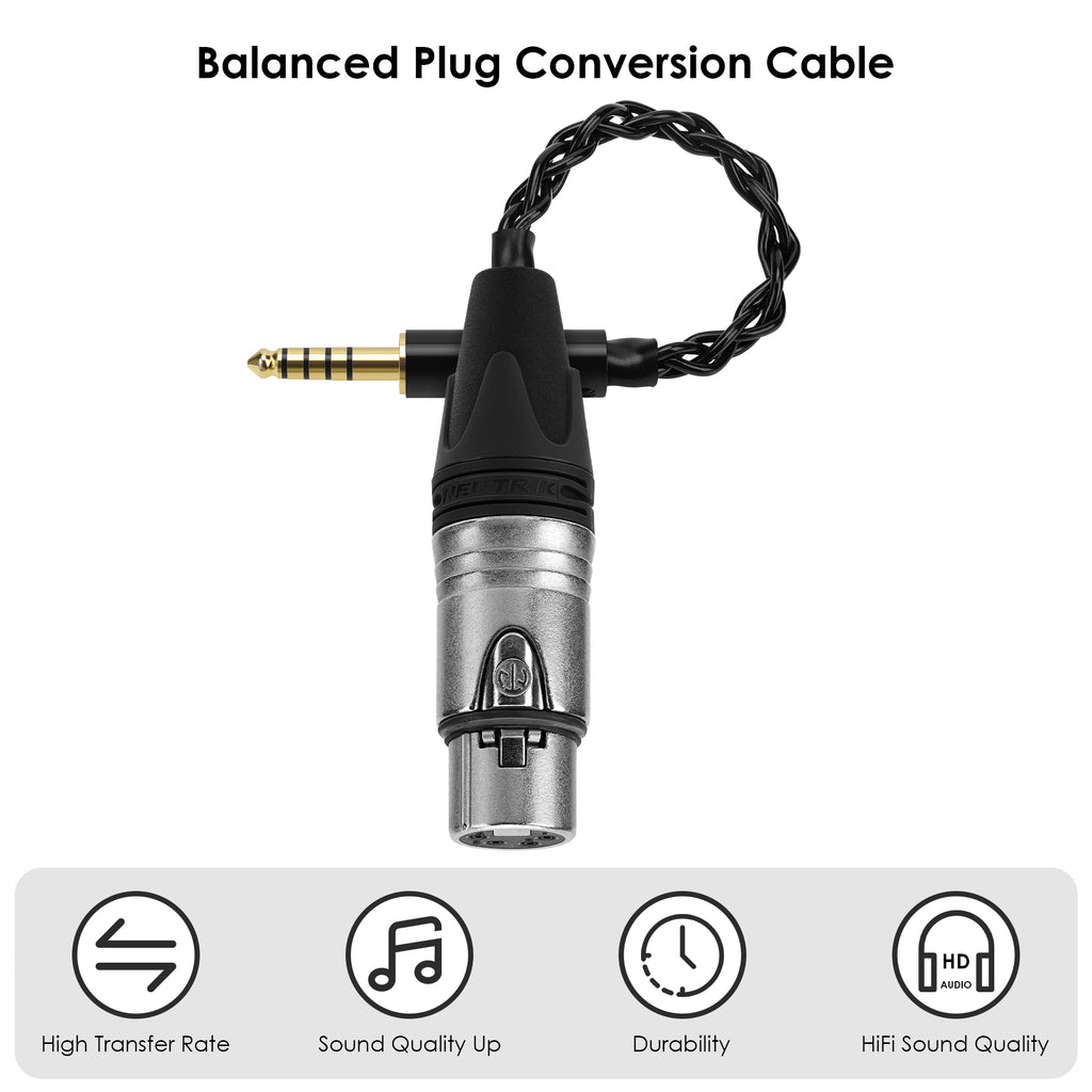Linkidea 4.4mm Balanced Male to 4-Pin XLR Female Headphone Adapter, Connect 4.4mm Balanced Audio Players, DACs & Amplifiers to 4-Pin XLR Headphone Cables, OCC Silver-Plated Copper