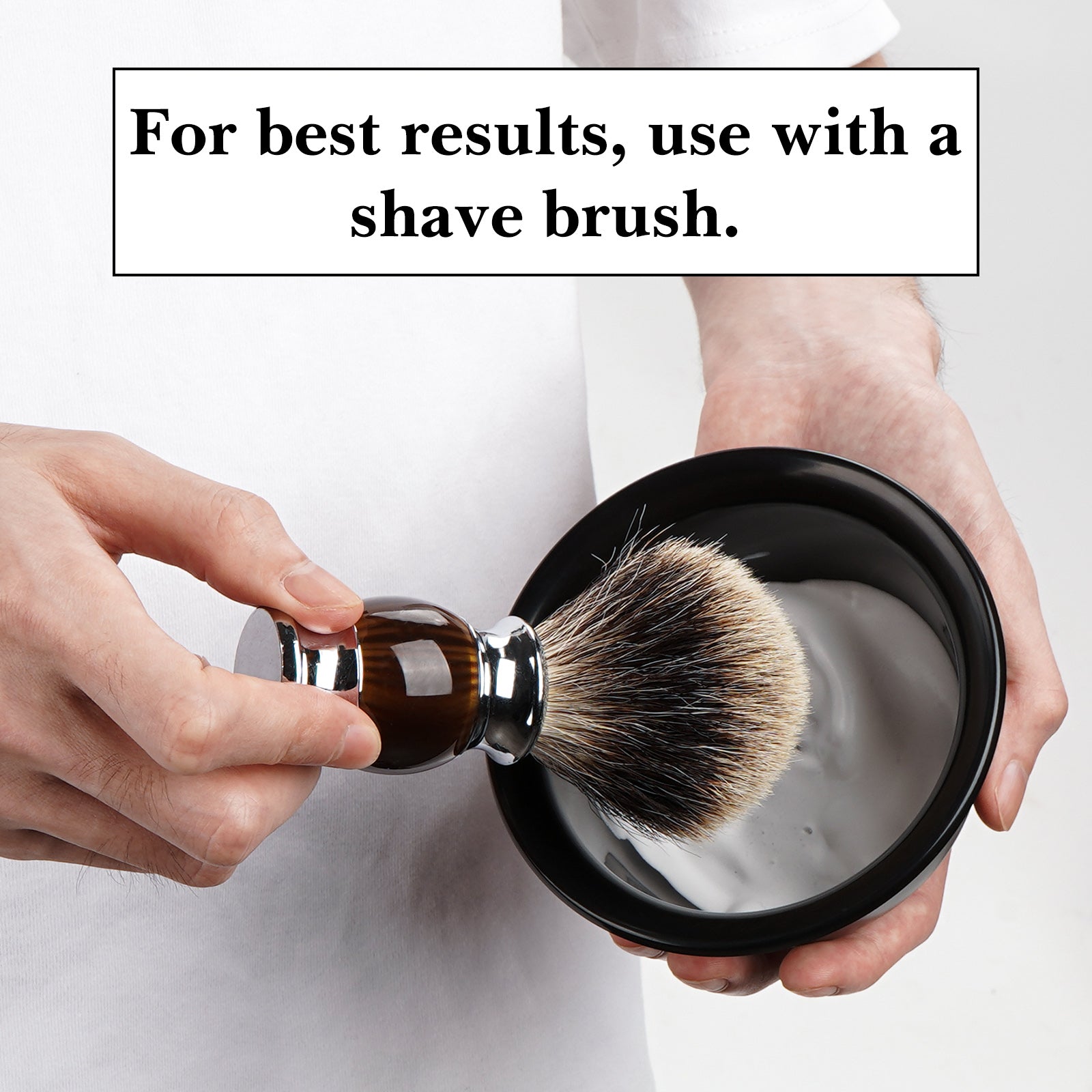 Linkidea Men's Shaving Soap Bowl, Internal Texture Whip Quick Rich & Thick Lather Shaving Bowl, Shaving Cup for Wet Shave (Black)
