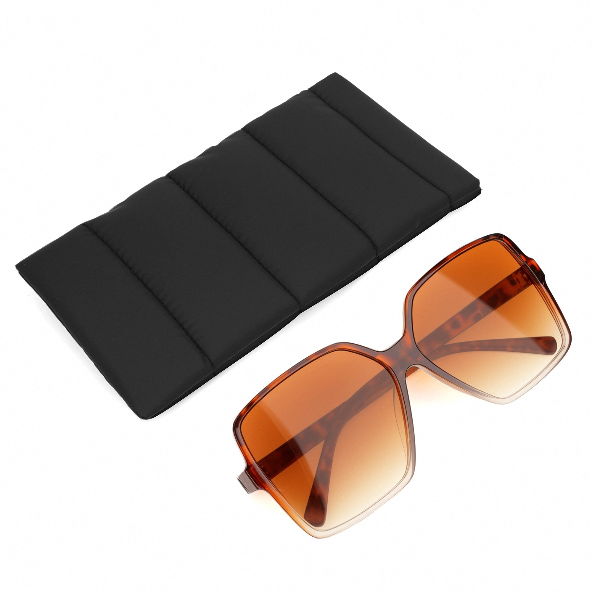 Extra Large Sunglasses Pouch Case, Black Eider Down Eyewear Organizer Soft Bag for Travel Compatible with RayBan RB4401D/RBS0101S/RB4098/RB3825 Persol PO3328S/PO3311S