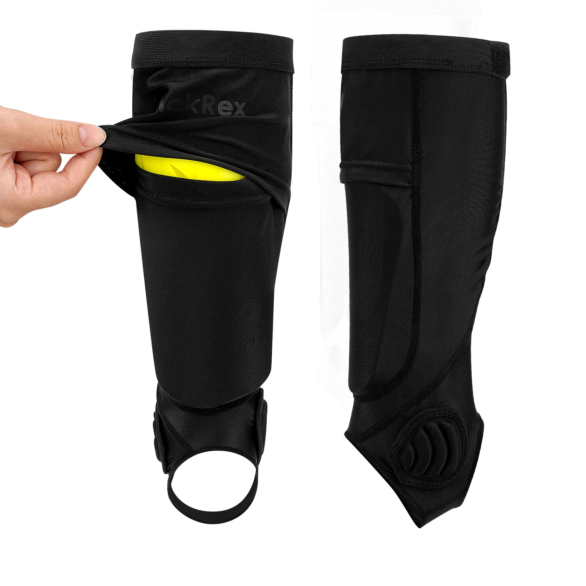 Linkidea Kids Soccer Shin Guard Socks with Ankle Protector, Youth Football Shin Pad Sleeve with Ankle Guard Pad (Black / Size XL)