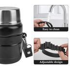 Linkidea Thermal Jar Carry Belt, Adjustable Storage Belt with Shoulder Strap, Suitable for Office Work, Outdoor Picnics, Compatible with THERMOS, Serlium, Bidakid, Blockhutte (Black)