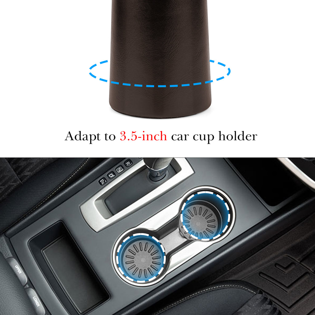Extra Large Sunglasses Stand Compatible with Car Cup Holder, Plush Lined Vegan Leather Eyewear Storage, Scratch Protection (Brown)
