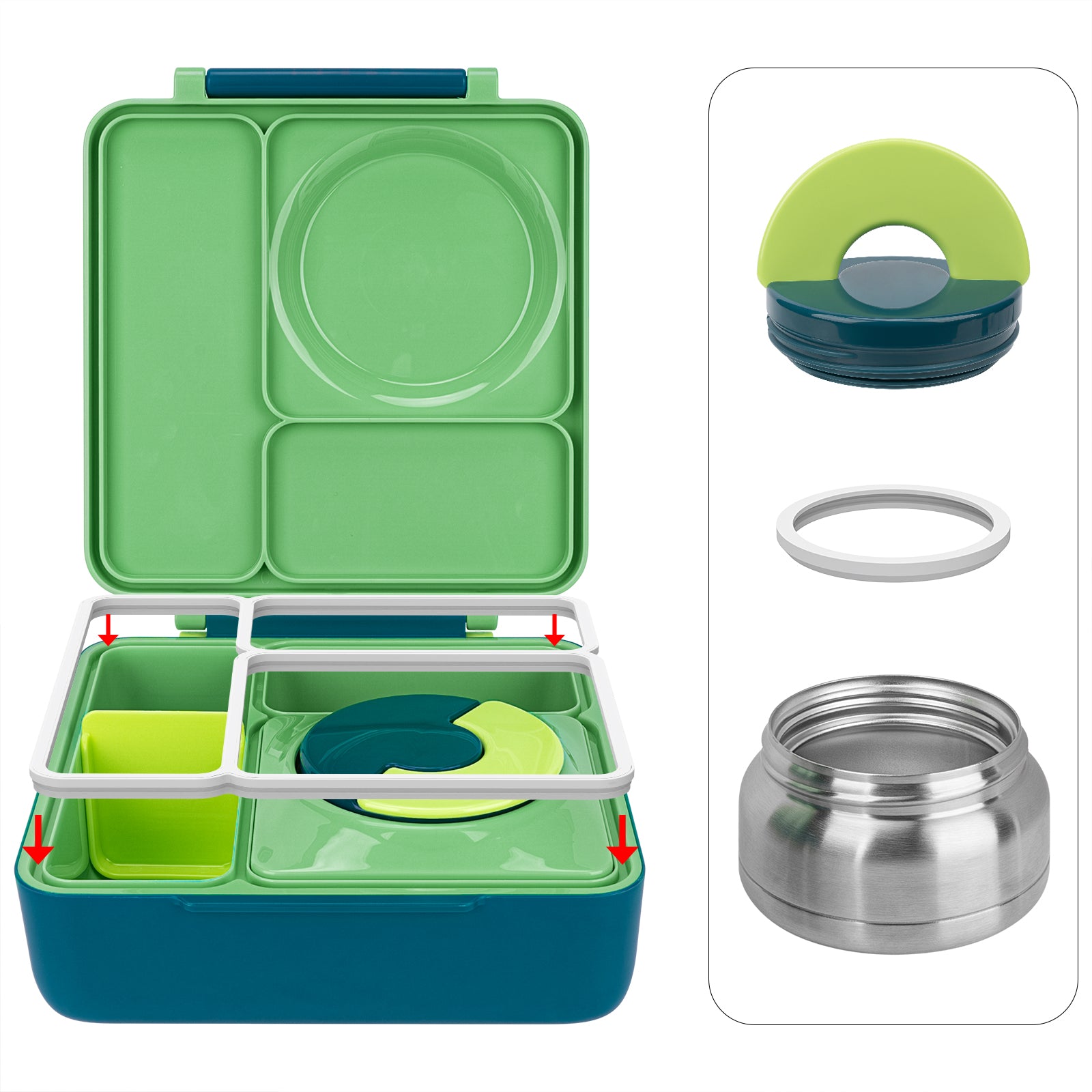 Linkidea 4 Pcs Silicone Seal Replacement, Exact Fit Lid Seal Gasket Compatible with OmieBox, Leakproof Food Safe Parts & Accessories for Bento Box (White)