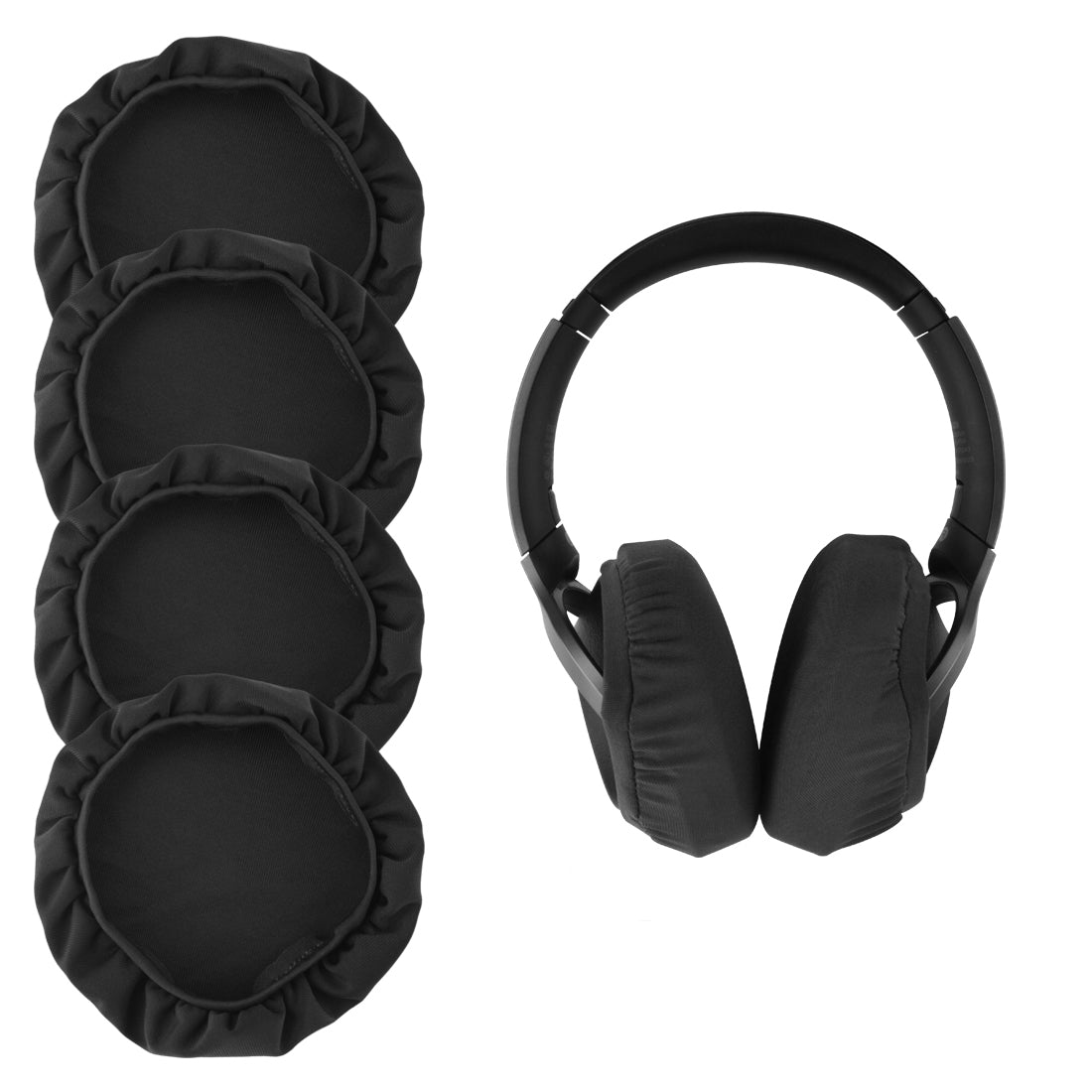 Linkidea Fabric Ear Covers, Washable, Sweatproof Protectors for Headphones, Ideal for Gym & Gaming, 2 Pairs (M, Black)