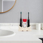 Linkidea Countertop Electric Toothbrush Holder for Bathroom, Bowtie Ceramic Vanity Organizer Stand Compatible with Oral-B iO Series, Philips Sonicare ProtectiveClean (White)