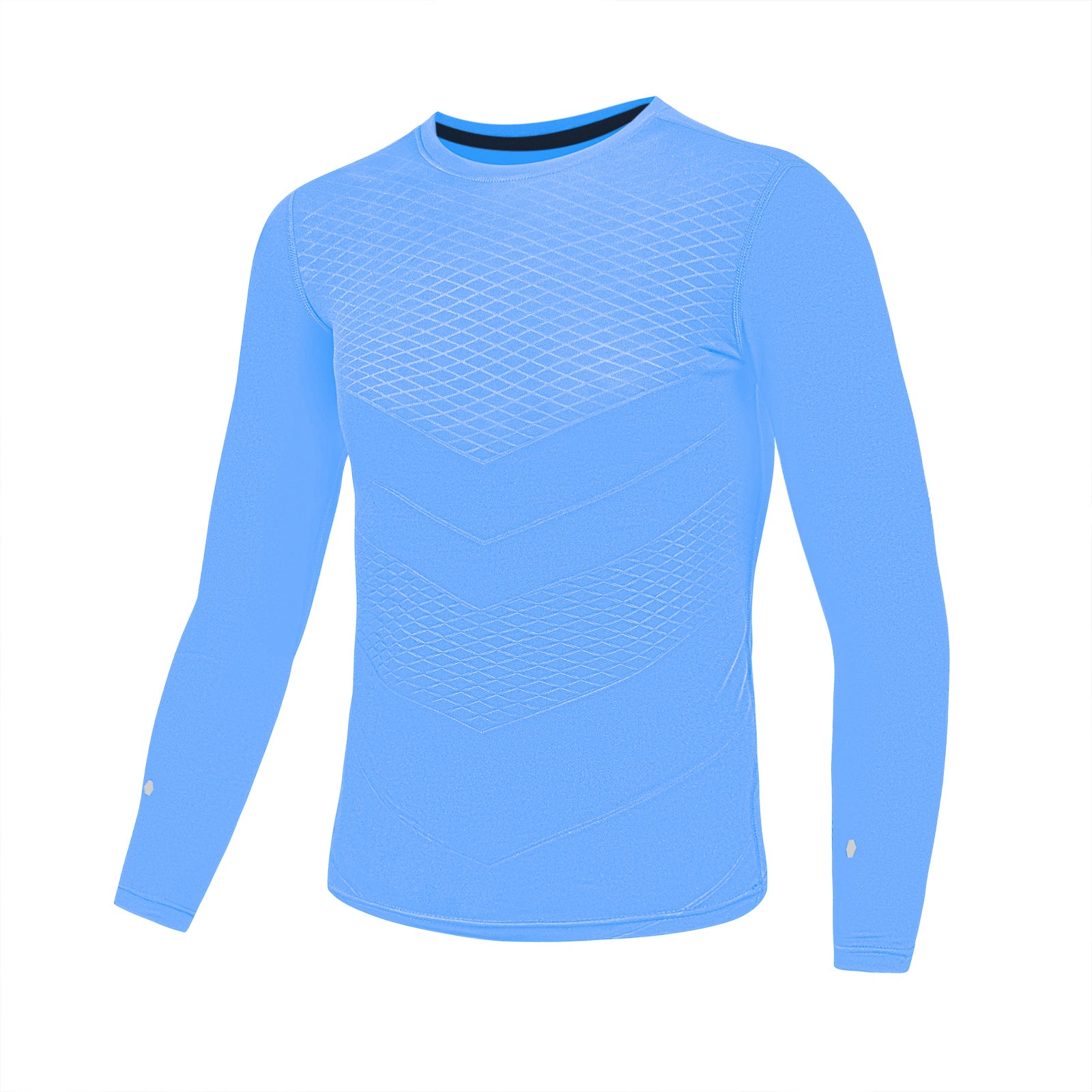 Soccer Compression Shirt for Kids, Breathable Moisture Wicking Long Sleeve Undershirt, Athletic Performance Base Layer Cold Weather Shirts for Child Age 12 - 13 (Sky Blue, Size M)