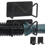 Linkidea Carbon Steel Wall Mounted Curling Iron Holder, Multifunction Hair Tool Storage Stand, Hair Straightener and Plug Organizer Rack Set (Black)