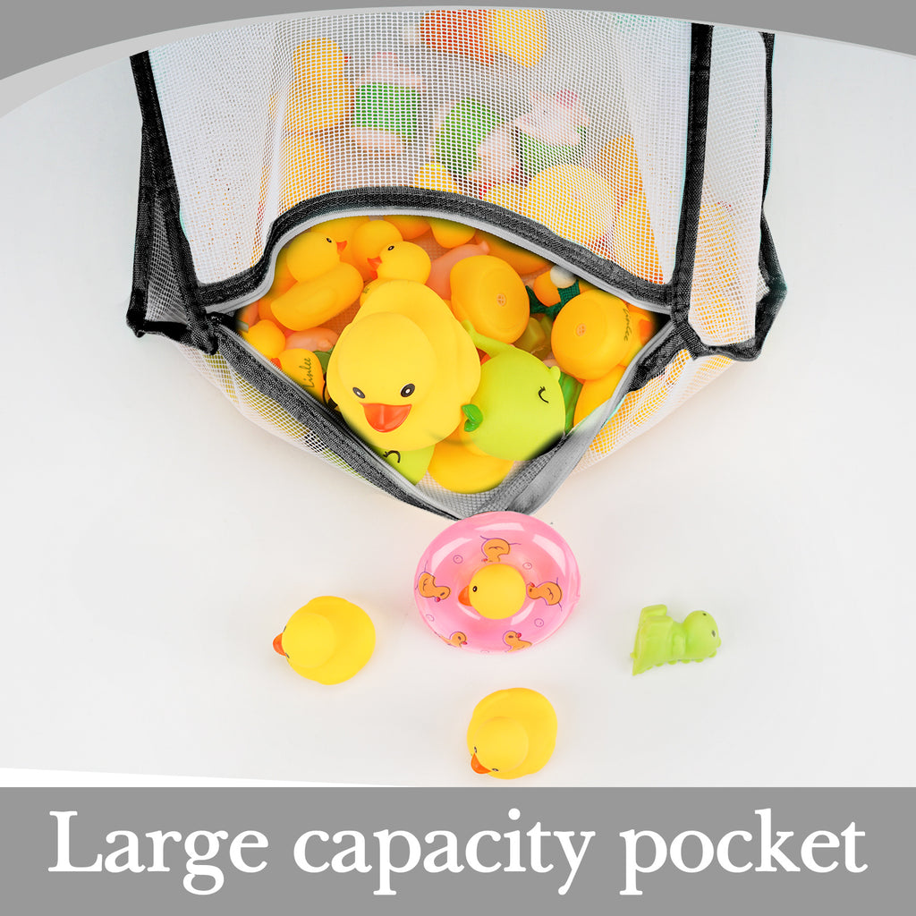 Linkidea 2 Pack Travel Mesh Bathroom Storage Bags, Portable Hanging Organizer Pouches with Suction Cup Hooks, Large Capacity for Toiletries, Bath Accessories, Shower, Camping, RV, Grey