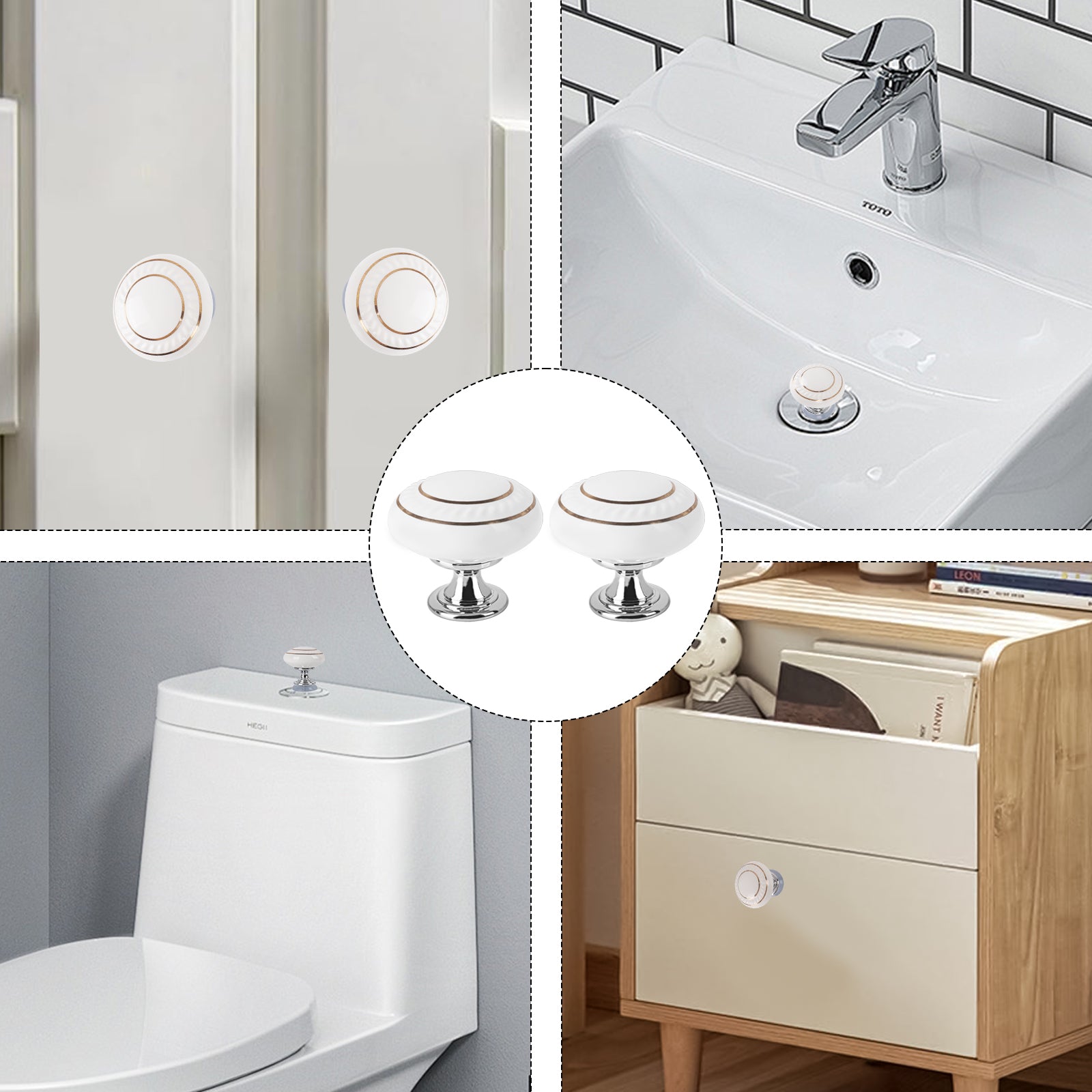 Linkidea Toilet Tank Top Flush Button Helper, Toilet Top Push Button Aid, Compatible with Dual/Single Top-Button Toilets, Easy Press Flush Attachment Extender for Long Nails (2 Pack, White)