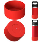 Linkidea Water Bottle Boot Compatible with YETI Rambler Jr. Kids 12oz, Rambler 12oz/18oz, Yonder 20oz/25oz, Silicone Anti-Slip Bottle Bottom Sleeve Bumper Protector (Red / 2 Pack)