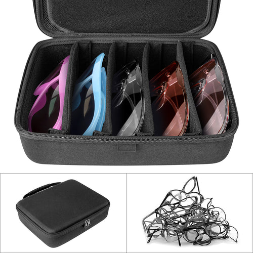 Extra Large Hard Shell Sunglasses Case, 5 Slot Oversized Sun Glasses Storage Bag Organizer Compatible with Oakley W0OO9465VE W0OO9471 W0OO9455M RayBan RBS0101S RB4098 RB3825