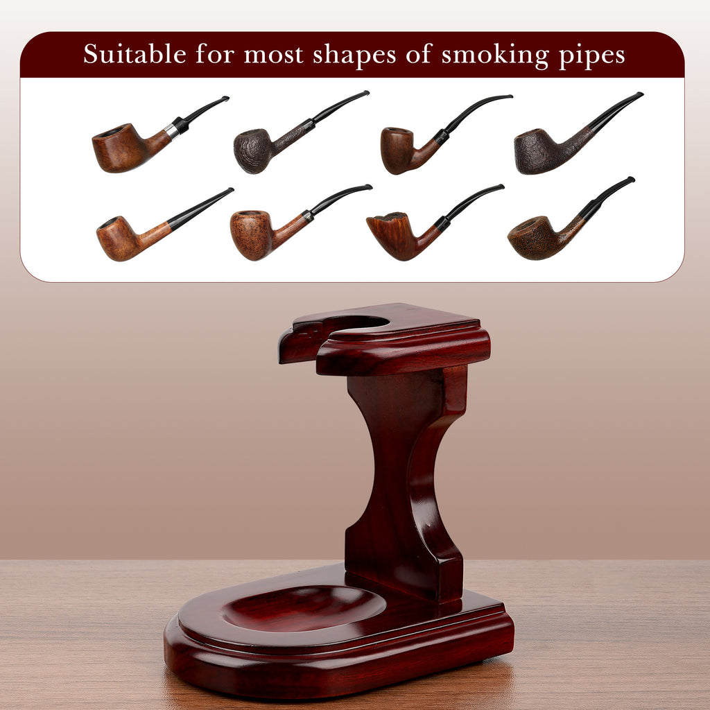 Linkidea Wooden Tobacco Pipe Stand Holder Rack, Compatible with Most Smoking Pipes, Portable Pipe Display Organizer, Pipe Holder for Smoking Accessories (Red)