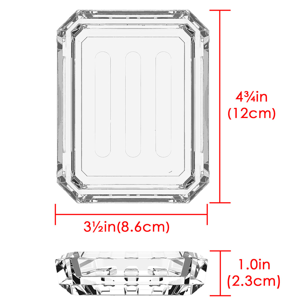 Linkidea 2 Pack Rectangle Glass Soap Dish, Bar Soap Sponge Holder for Bathroom Shower Countertop, Soap Saver Tray Plate (Clear)