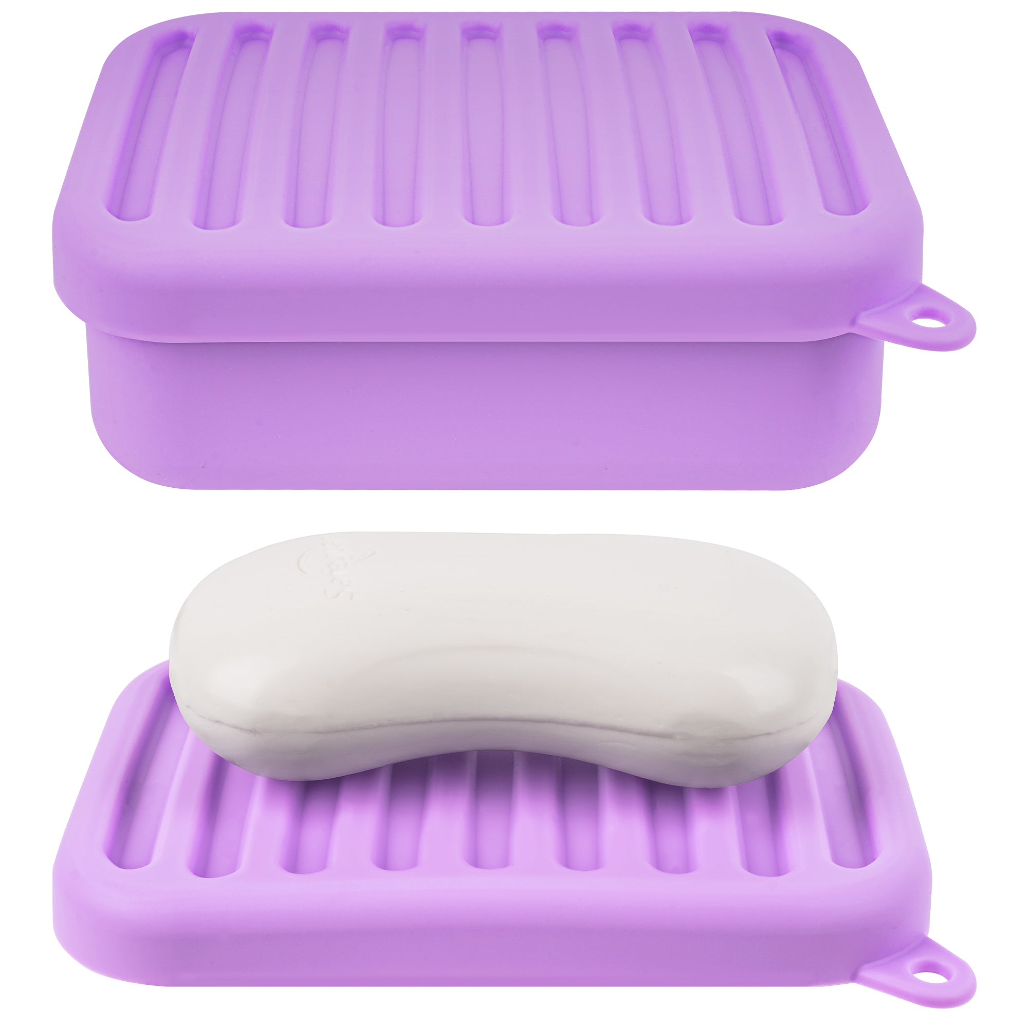Linkidea Silicone Travel Soap Storage Box, Compact Bar Soap Holder with Drainage Layer, Shatterproof Better Storage, Suitable for Bathroom, Gym (Purple)