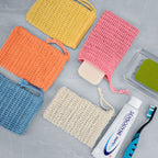 Linkidea 5 Pack Soap Bag Pouch, Colorful Exfoliating Saver with Drawstring, Reusable Body Scrubber Pocket for Bath Shower