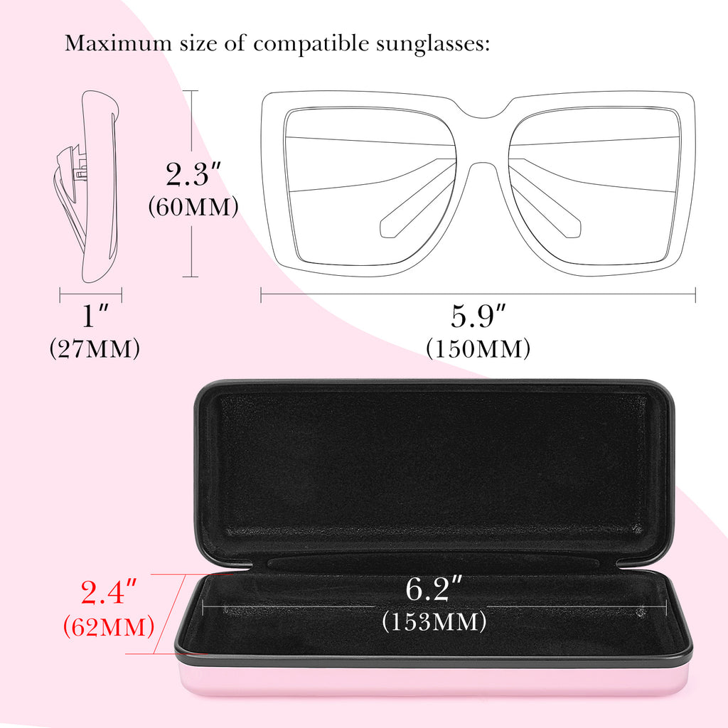 Extra Large Hard Shell Sunglasses Case, Oversized Sun Glasses Storage Organizer Compatible with TOM FORD FT0937 FT1044 Gucci GG0595S GG0875S GG0351S Rayban RB3717 (XXL / Pink)