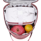 Linkidea Reusable Snack Bags, Large Capacity Insulated Snacks Storage Bag for Fruit, Travel Leak-proof Lunch Box Fits Picnic, Work, Use (Pink)