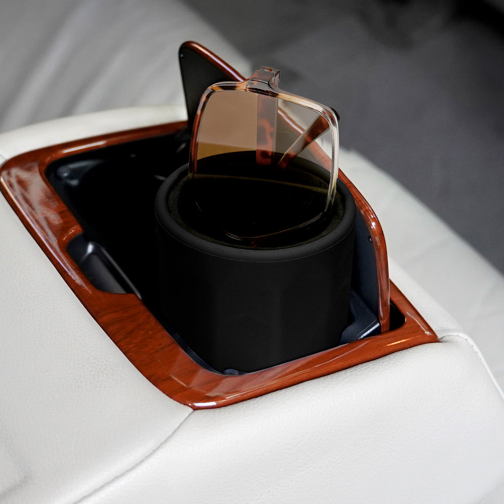 Car Cup Holder Sunglasses Stand with Plush Lined, Black Soft Silicone Eyewear Organizer, Vehicle Sun Shades Easy Access Storage, Scratch Protection