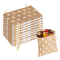 Linkidea 12 Pcs Small Burlap Drawstring Gift Bags, 5.5" x 3.9" Polka Dot Linen Pouches for Party Favors, Candy, Jewelry, Wedding Decorations
