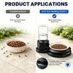 Elevated Cat Bowl Stand with Water Moat Ant Barrier, Raised Food Dish Holder, Pest Deterrent Feeding Station for Indoor/Outdoor Cats, Base Keeps Ants Away from Kibble and Wet Meals