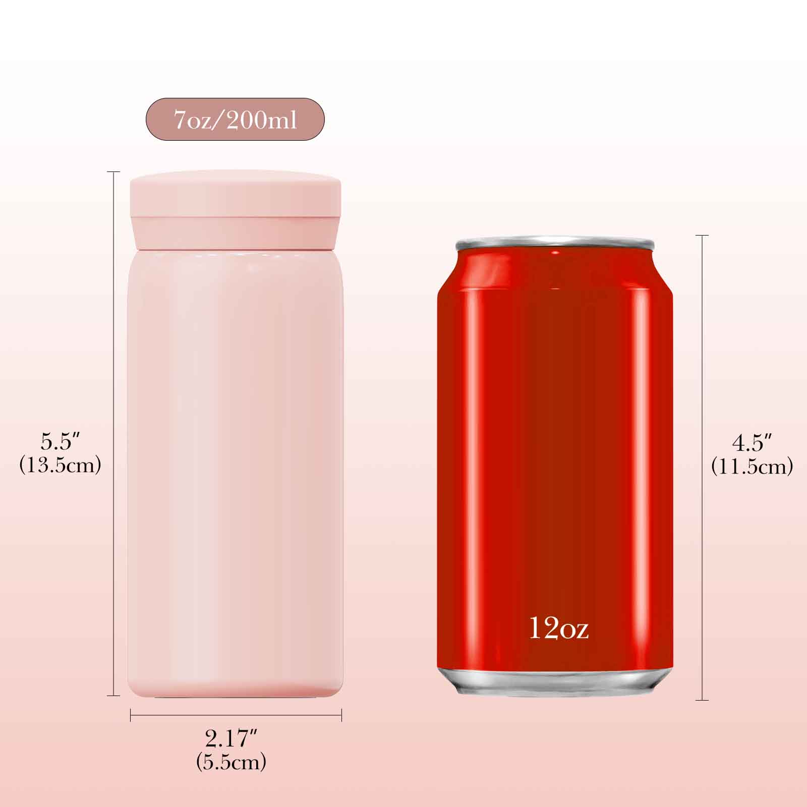 Linkidea 7oz (200ml) Mini Water Bottle, Vacuum Insulated Stainless Steel Bottle for Hot & Cold Drinks, Spill-Proof Small Bottle Fit Handbag, Purse and Pocket (Pink)