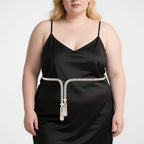 Plus Size Waist Belt for Women, Plastic Pearl Chunky Body Belt for Dresses, 55 Inch Adjustable Fashion Jewelry Accessory