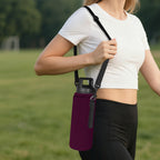 Linkidea Water Bottle Carrier with Strap Compatible with YETI Rambler Bottle 26oz/36oz, Waterbottle Sling Bag Holder with Shoulder Strap, Wine Red