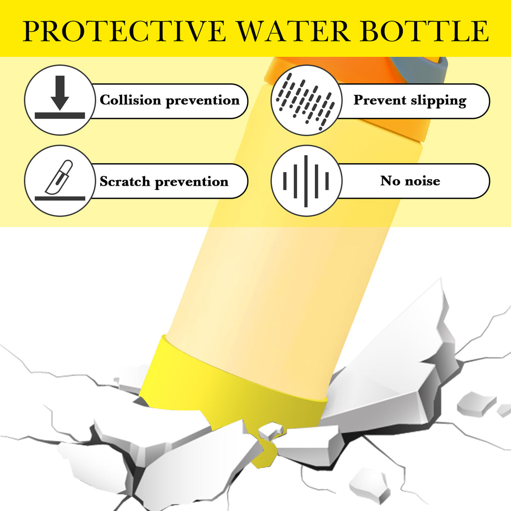 Linkidea 2 Pack Water Bottle Boot Compatible with Owala FreeSip 16oz, FreeSip Tritan 25oz, Silicone Anti-Slip Bottle Bottom Bumper Protector (Yellow)