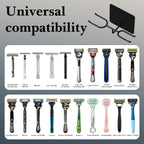 Linkidea Stainless Steel Shower Razor Holder, Wall Mount Safety Razor Stand for Bathroom, Compatible with Gillette Fusion 5 Power, Venus Platinum & ComfortGlide, Merkur MK-23C (Black)