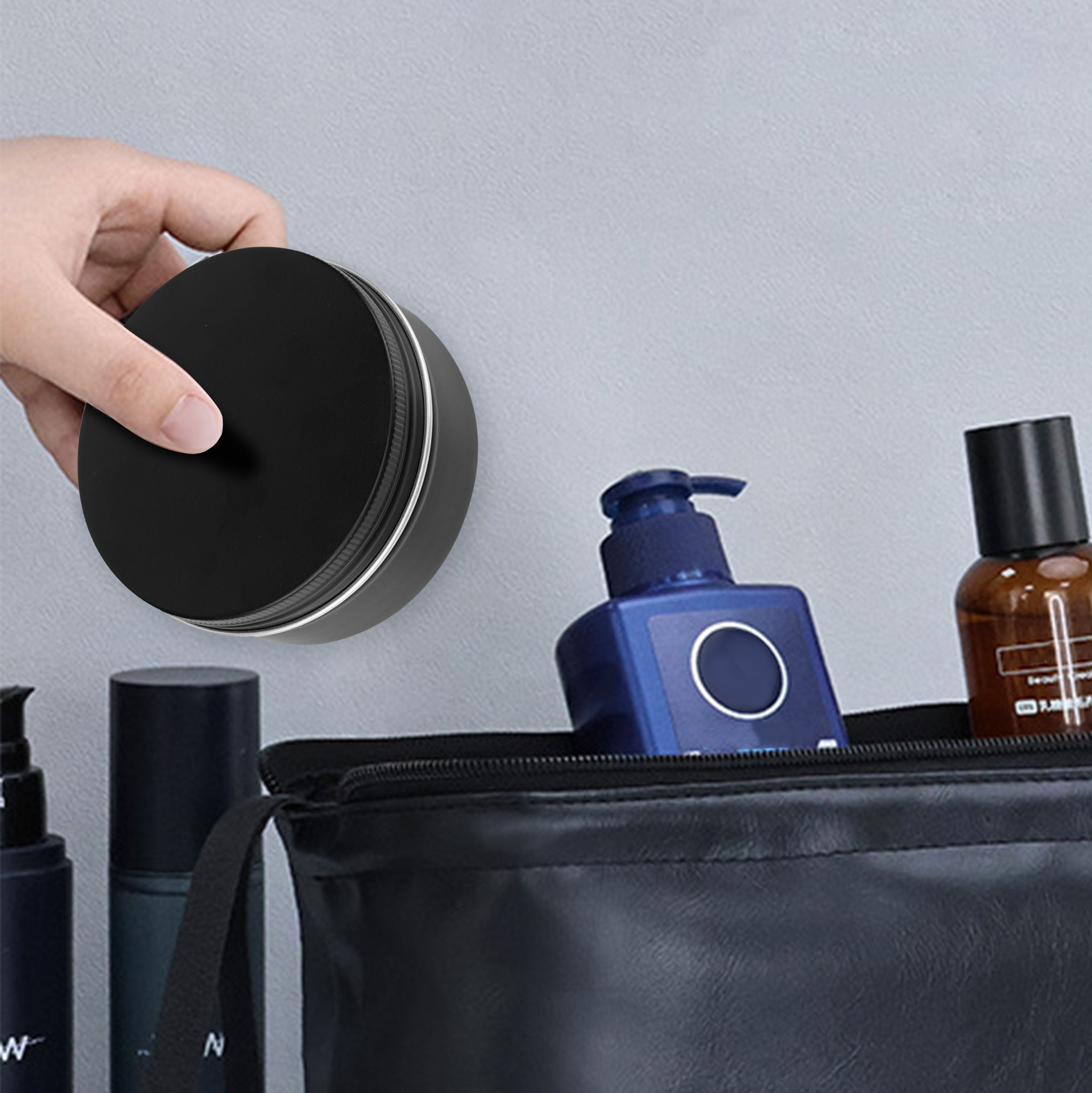 Linkidea 2 Pack Large Aluminum Shaving Soap Tin with Screw Lid, 3.9" Oversized Travel Case for Extra-Large Shaving Soap Pucks up to 3.7" Inner Diameter (Black)