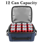 Linkidea Large Capacity Insulated 12 Can Lunch Cooler, Hard Shell Molded Bottom, Water-Resistant Exterior, Day Trip Lunch Box, Reusable Lightweight Cooler Bag (Navy Blue)