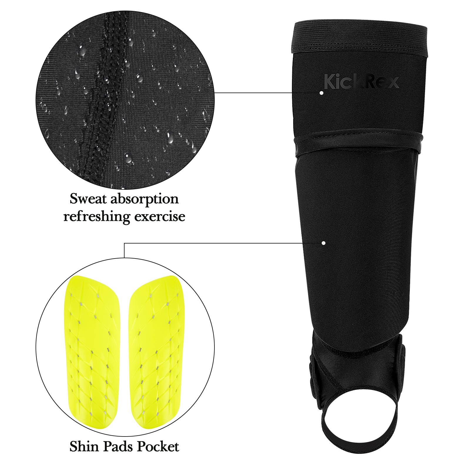 Linkidea Kids Soccer Shin Guard Socks with Ankle Protector, Youth Football Shin Pad Sleeve with Ankle Guard Pad (Black / Size S)