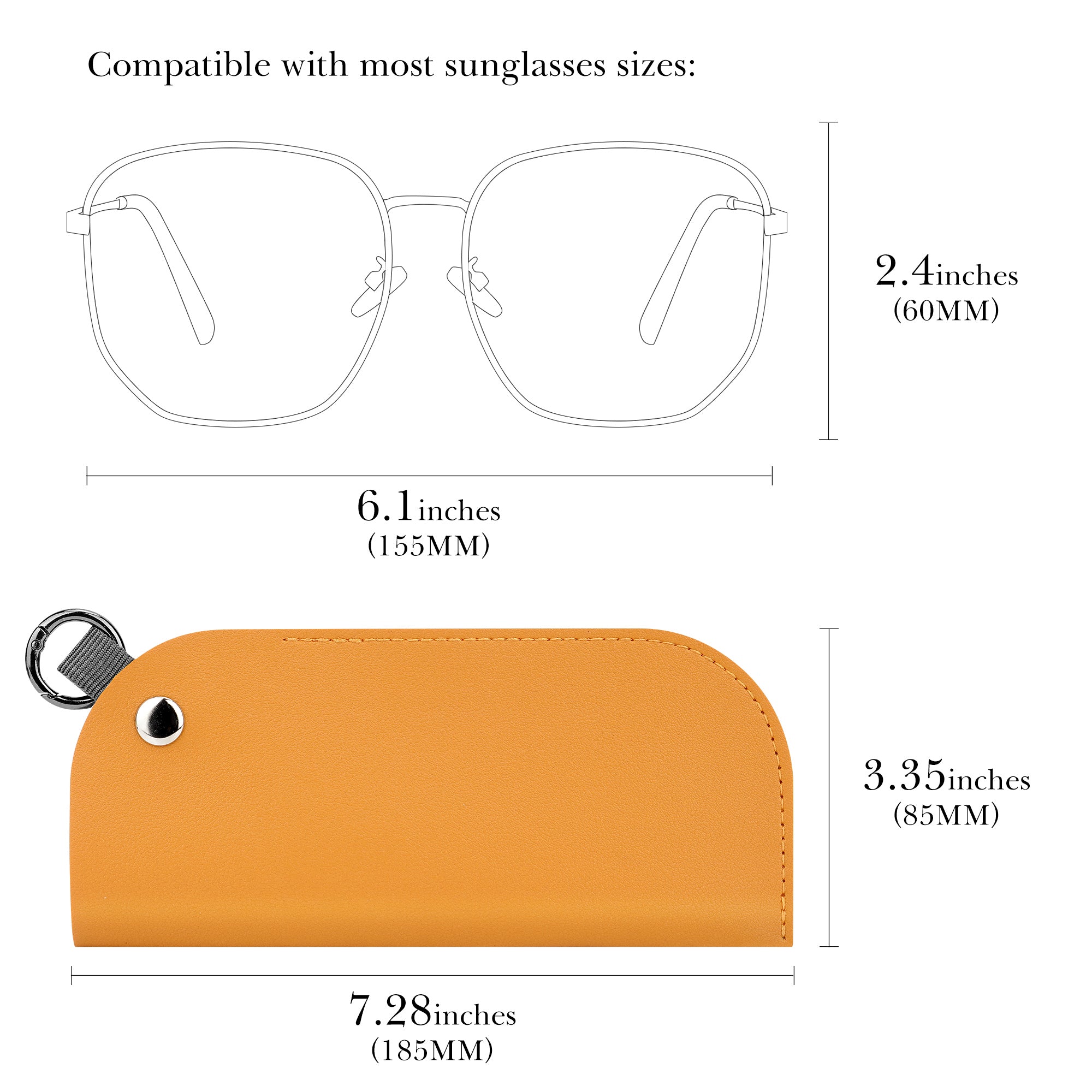 Extra Large Sunglasses Pouch Case with Hook Ring, Vegan Leather Oversized Sun Glasses Organizer Soft Bag Compatible with Gucci GG1419S GG0208S GG1084S GG1546S Versace VE2255 (XXL, Brown)