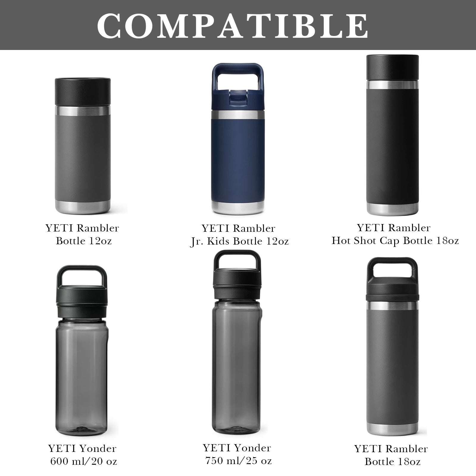 Linkidea 2 Pack Water Bottle Boot Compatible with YETI Rambler Jr. Kids 12oz, Rambler Bottle 12oz/18oz, Yonder 20oz, Silicone Anti-Slip Bottle Bottom Bumper Protector (Gray)