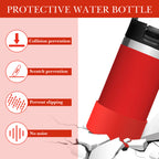 Linkidea Water Bottle Boot Compatible with YETI Rambler Jr. Kids 12oz, Rambler 12oz/18oz, Yonder 20oz/25oz, Silicone Anti-Slip Bottle Bottom Sleeve Bumper Protector (Red / 2 Pack)
