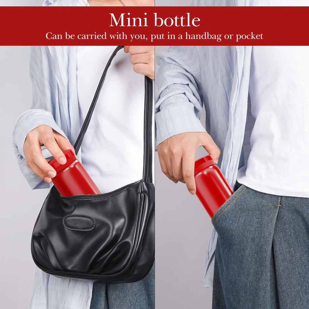 Linkidea 7oz (200ml) Mini Water Bottle, Vacuum Insulated Stainless Steel Bottle for Hot & Cold Drinks, Spill-Proof Small Bottle Fit Handbag, Purse and Pocket (Red)
