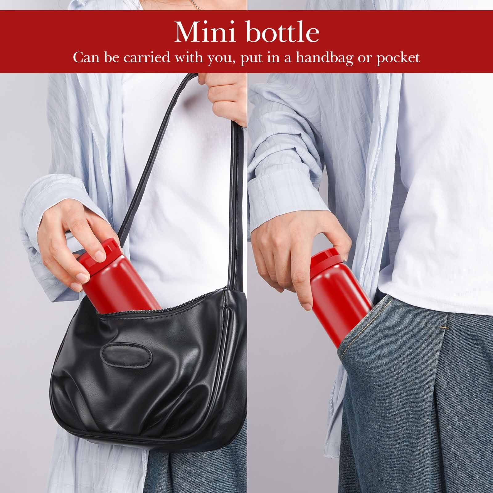 Linkidea 7oz (200ml) Mini Water Bottle, Vacuum Insulated Stainless Steel Bottle for Hot & Cold Drinks, Spill-Proof Small Bottle Fit Handbag, Purse and Pocket (Red)