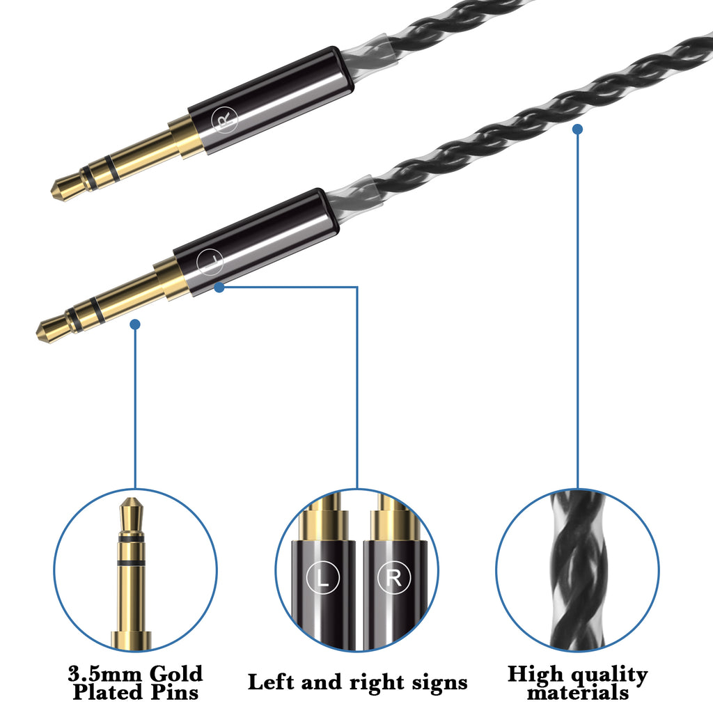 Linkidea Upgrade Audio Cable Compatible with HIFIMAN Sundara, Ananda, Arya, HE400SE, HE4XX, HE-400i, Denon AH-D7200 6N OCC 4.4mm to Dual 3.5mm Balanced Headphone Cable (4.9 ft / 1.5 m)