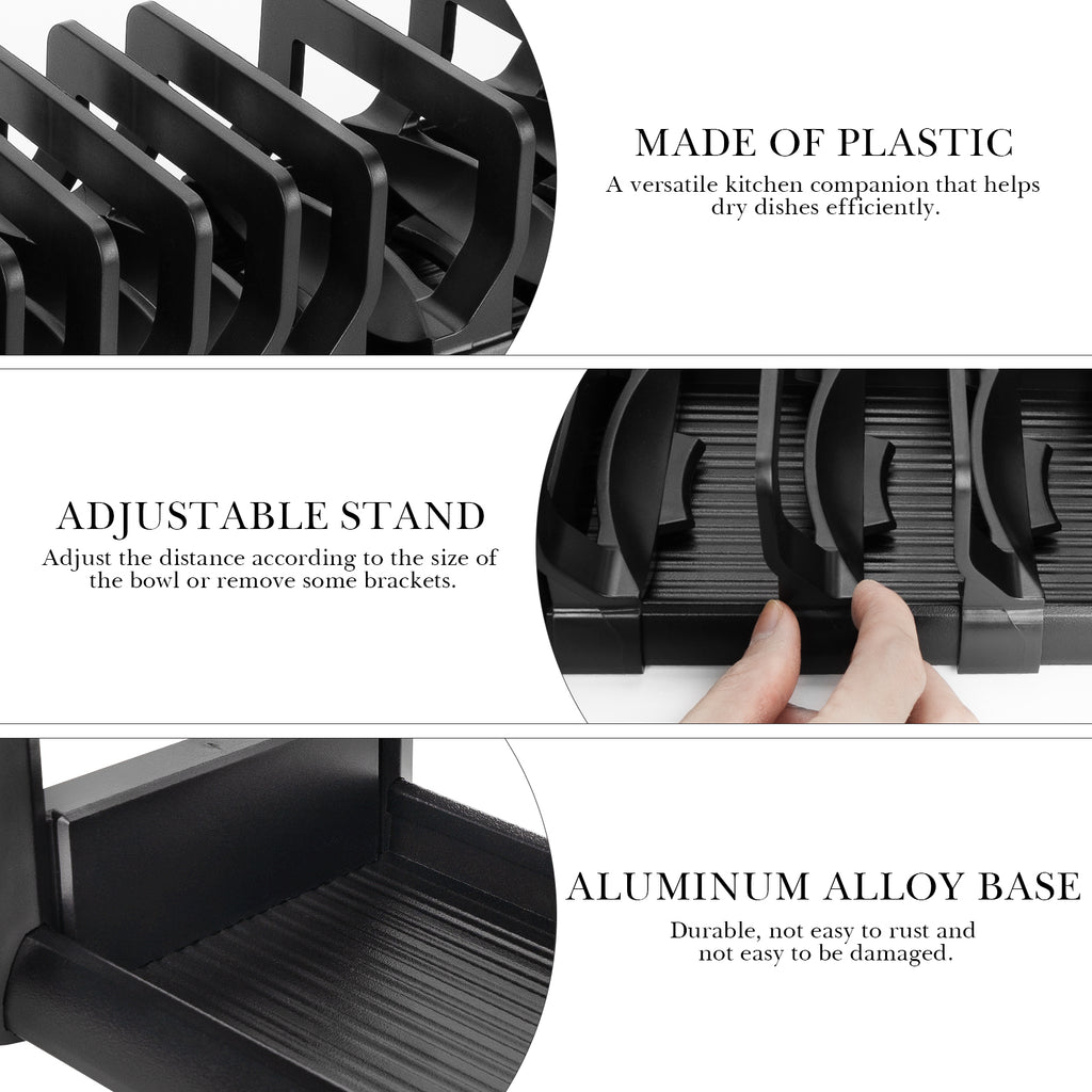 Linkidea Small Multifunction Dish Drying Rack, Drain Water Drying Rack, Dish Drainer for Kitchen Counter Sink (Black)
