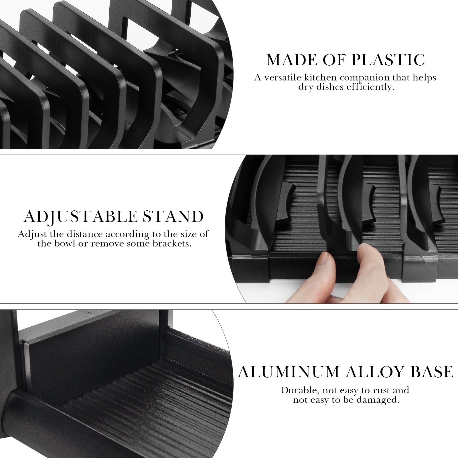 Linkidea Small Multifunction Dish Drying Rack, Drain Water Drying Rack, Dish Drainer for Kitchen Counter Sink (Black)