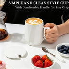 Linkidea 20oz Ceramic Coffee Mug with Lid and Spoon, Oversized Coffee Cups with Handles, Big Teacups for Office and Home, Microwave and Dishwasher Safe
