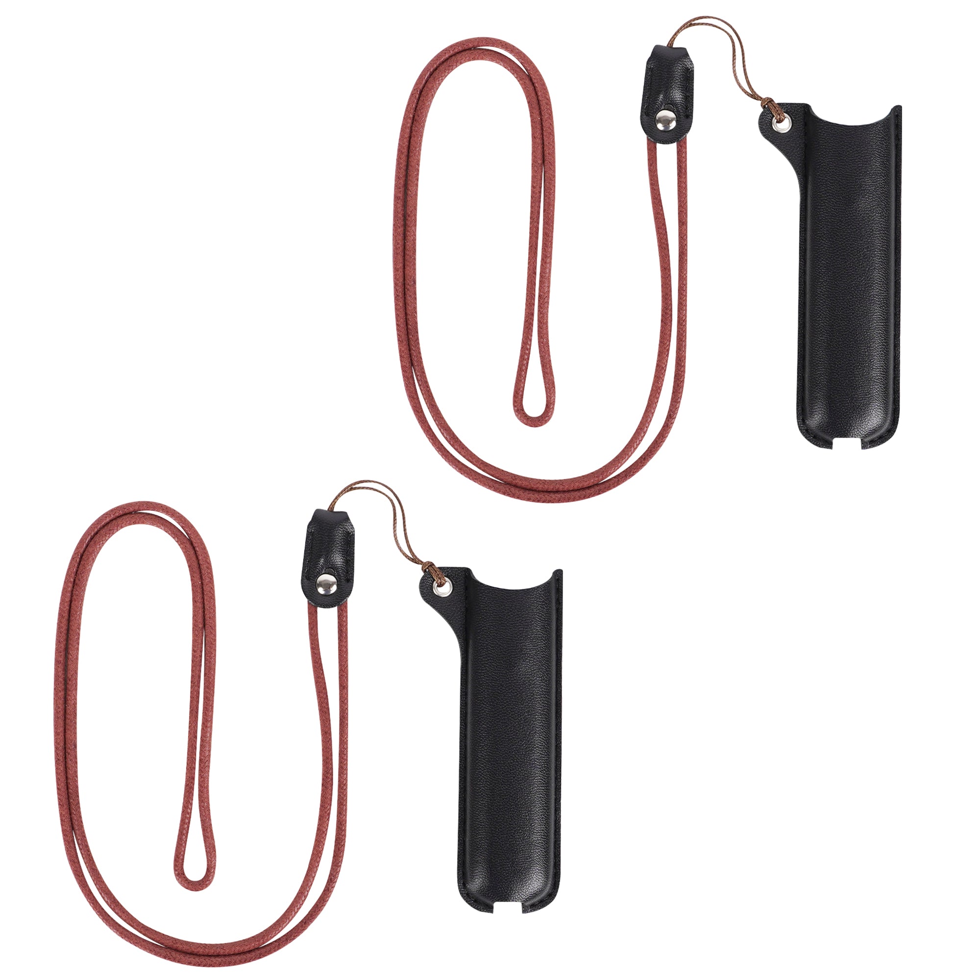 Linkidea 2 Pack Vegan Leather Mini Portable Lanyard Case, Anti-Lost Storage Pouch, Compatible with Small Electronic Pens (Black)