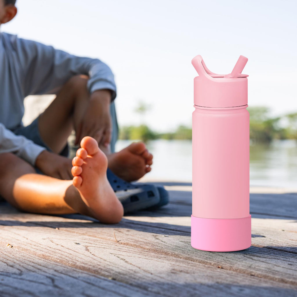 Linkidea 2 Pack Water Bottle Boot Compatible with Simple Modern Summit Collection 14oz/18oz/22oz, Silicone Waterbottles Bottom Bumper Protector (Light Pink)