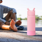 Linkidea 2 Pack Water Bottle Boot Compatible with Simple Modern Summit Collection 14oz/18oz/22oz, Silicone Waterbottles Bottom Bumper Protector (Light Pink)