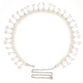 Plus Size Chain Belt for Women, Silver and White Faux Pearl Waist Belt, 49 Inch Adjustable Extra Long Body Decorate for Dresses, Party, Casual Wear, Fashion Jewelry Accessory