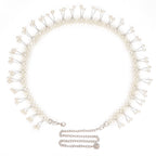 Plus Size Chain Belt for Women, Silver and White Faux Pearl Waist Belt, 49 Inch Adjustable Extra Long Body Decorate for Dresses, Party, Casual Wear, Fashion Jewelry Accessory