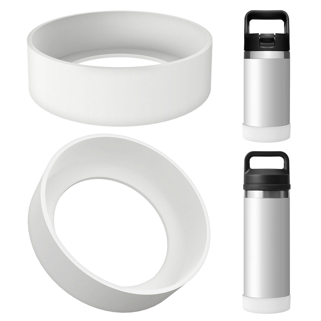 Linkidea 2 Pack Water Bottle Boot Compatible with YETI Rambler Jr. Kids 12oz, Rambler Bottle 12oz/18oz, Yonder 20oz, Silicone Anti-Slip Bottle Bottom Bumper Protector (White)