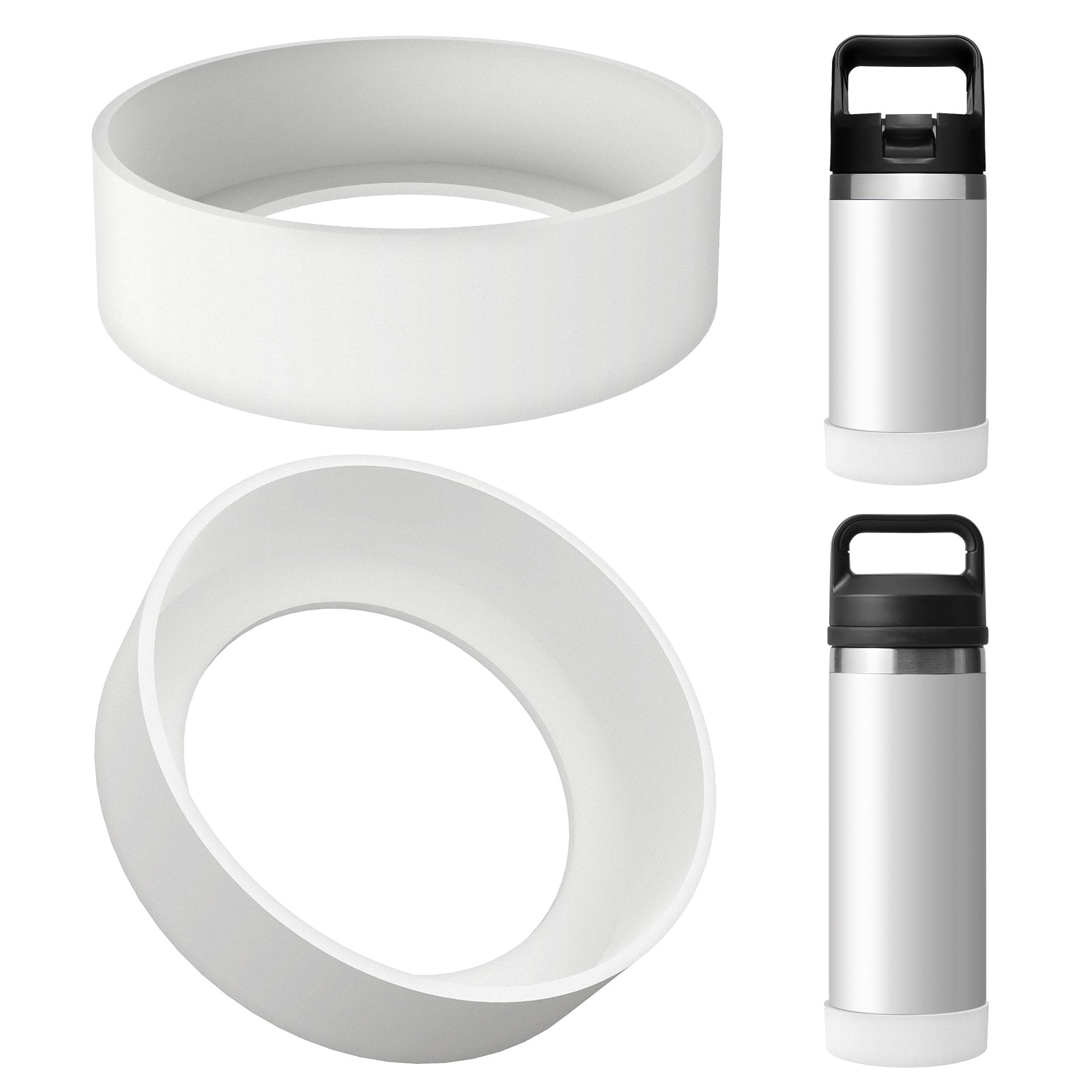 Linkidea 2 Pack Water Bottle Boot Compatible with YETI Rambler Jr. Kids 12oz, Rambler Bottle 12oz/18oz, Yonder 20oz, Silicone Anti-Slip Bottle Bottom Bumper Protector (White)