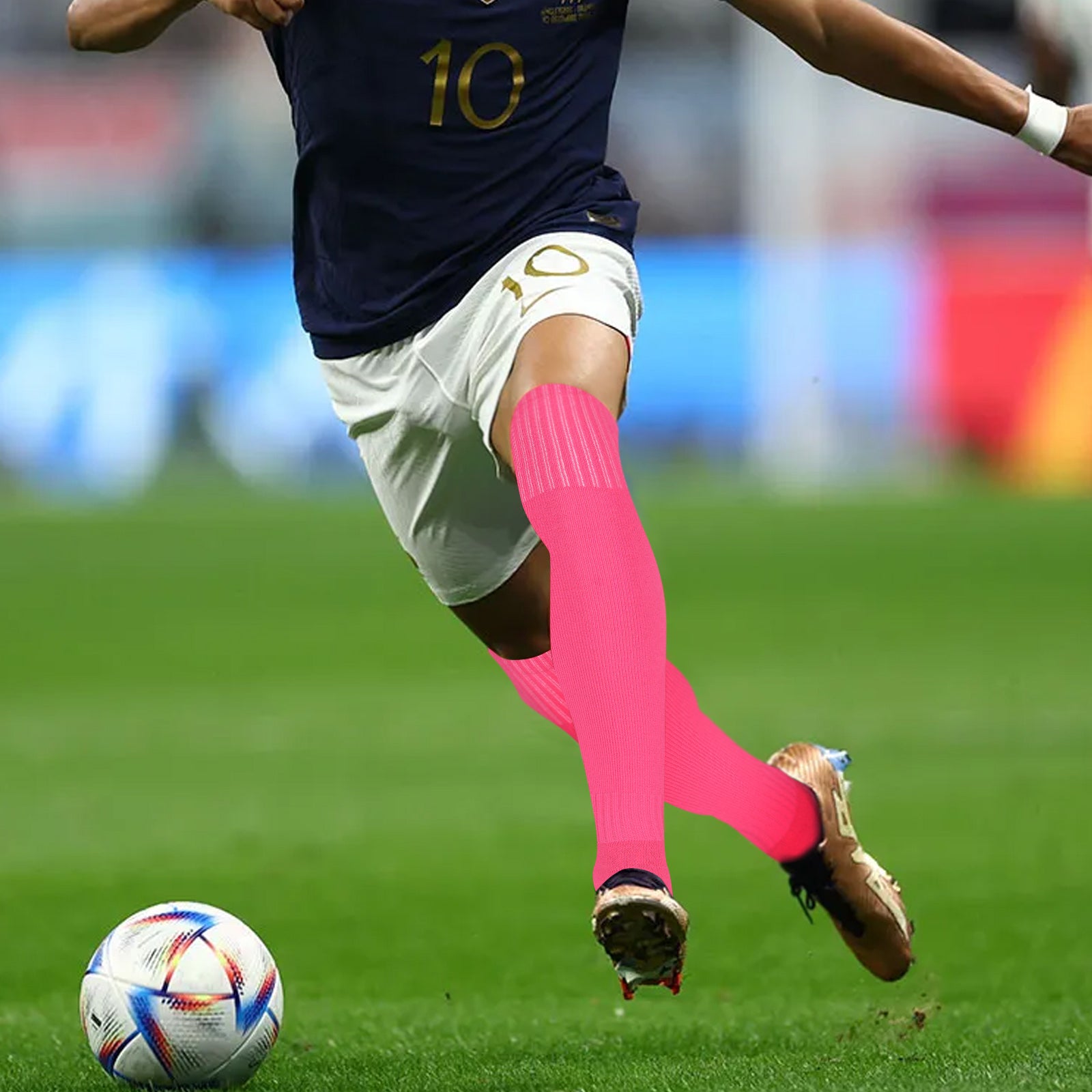 2 Pairs Knee High Pink Soccer Socks for Adult, Breathable Unisex Long Sleeve Sports Socks, Team Sport OTC Cushion Long Tube Socks for Men & Women (Pink)