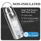 Linkidea 25oz Single Wall 304 Stainless Steel Water Bottle with Carry Pouch, Non-Insulated Wide Mouth Sports Bottle with Handle, Dishwasher Safe